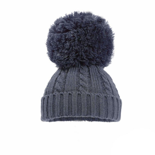 Cable Knit Pom Pom Bobble Hat 0-24 Months
