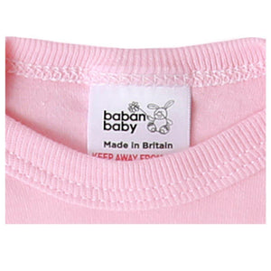Baban Baby Long Sleeve Bodysuits, 3 Pack, 100% Cotton, Made in Britain - Pink