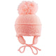 Baby Girls Knitted Bobble Hat - Diamond Knit - Pink