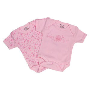 Baby Girls Bodysuits - 2 Pack, 100% Cotton, Newborn, 0-6 Months - Pink