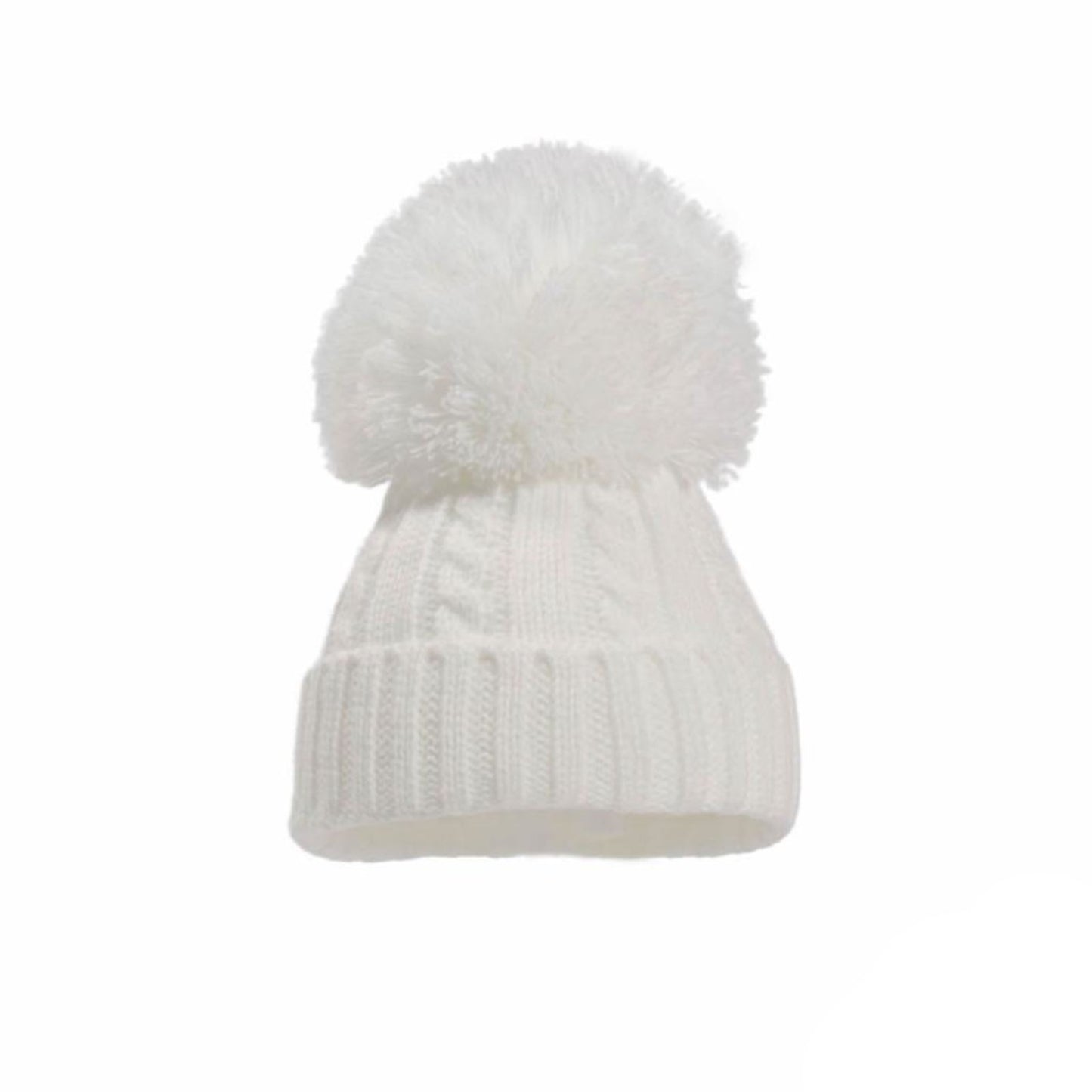 Cable Knit Pom Pom Bobble Hat 0-24 Months