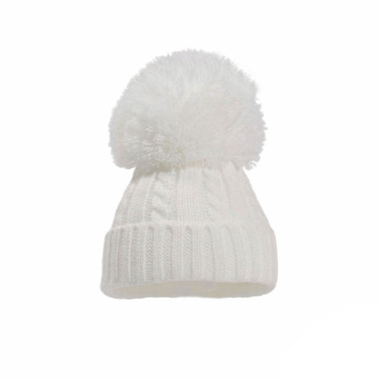 Cable Knit Pom Pom Bobble Hat 0-24 Months