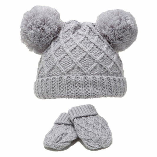 Diamond Knit Hat & Mittens Set