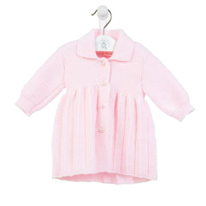 Baby Girls Knitted Coat with Pearl Buttons, Dandelion - Pink