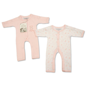Premature Baby Girls Incubator Sleepsuits, 2 Pack, Pure Cotton - Pink