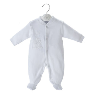 Baby Ribbed Sleepsuit - Pure Cotton - White - Dandelion
