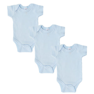 Tiny Baby Bodysuit Vests - 3 Pack, Pure Cotton, Boys - Blue