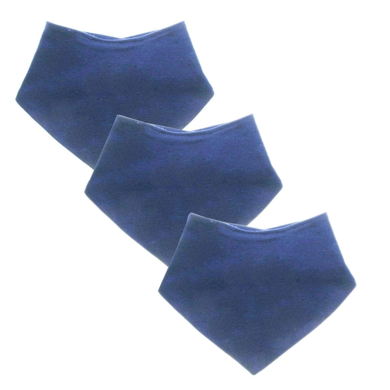 Baby Bandana Bibs - 100% Cotton, Navy, 3 Pack