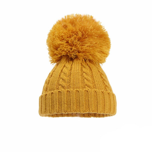 Cable Knit Pom Pom Bobble Hat 0-24 Months