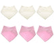 Baby Girls Bandana Bibs - 6 Pack, 100% cotton, Pink & Cream