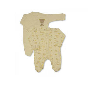 Baby Boys & Girls Sleepsuits, Long Sleeve - 100% Cotton, Cream Teddy