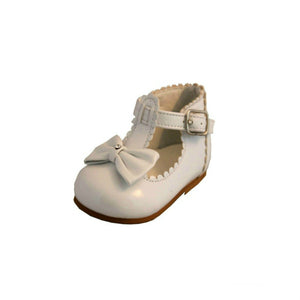 Baby Girls Leather Shoes - Hard-soled, White, Sally - Sevva